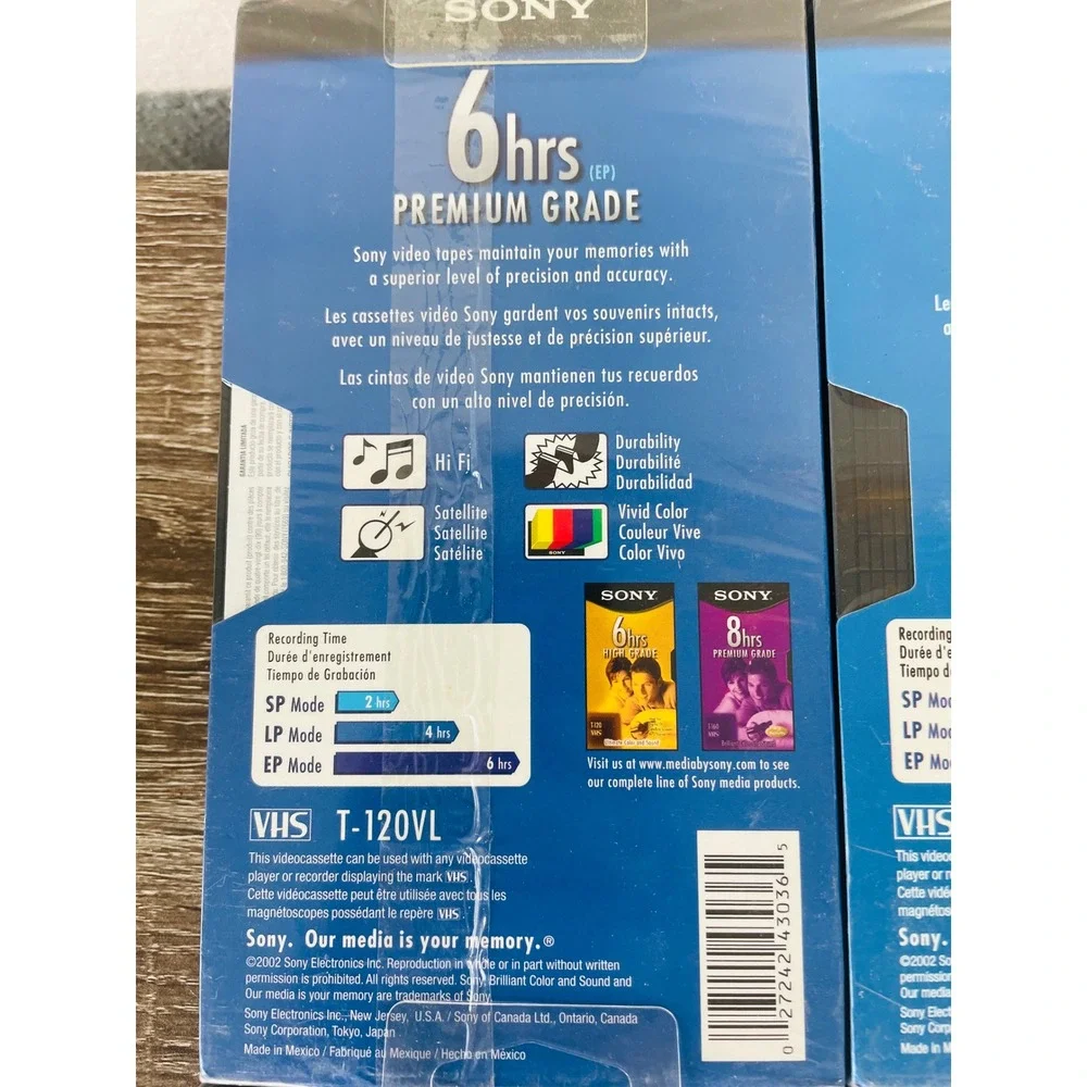Sony Premium VHS T120 6 Hour Blank Tapes Lot 6 Sealed Recordable‎ Video
